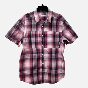 Columbia Omni-Wick Red/Grey Plaid Short Sleeve Shirt Size Medium